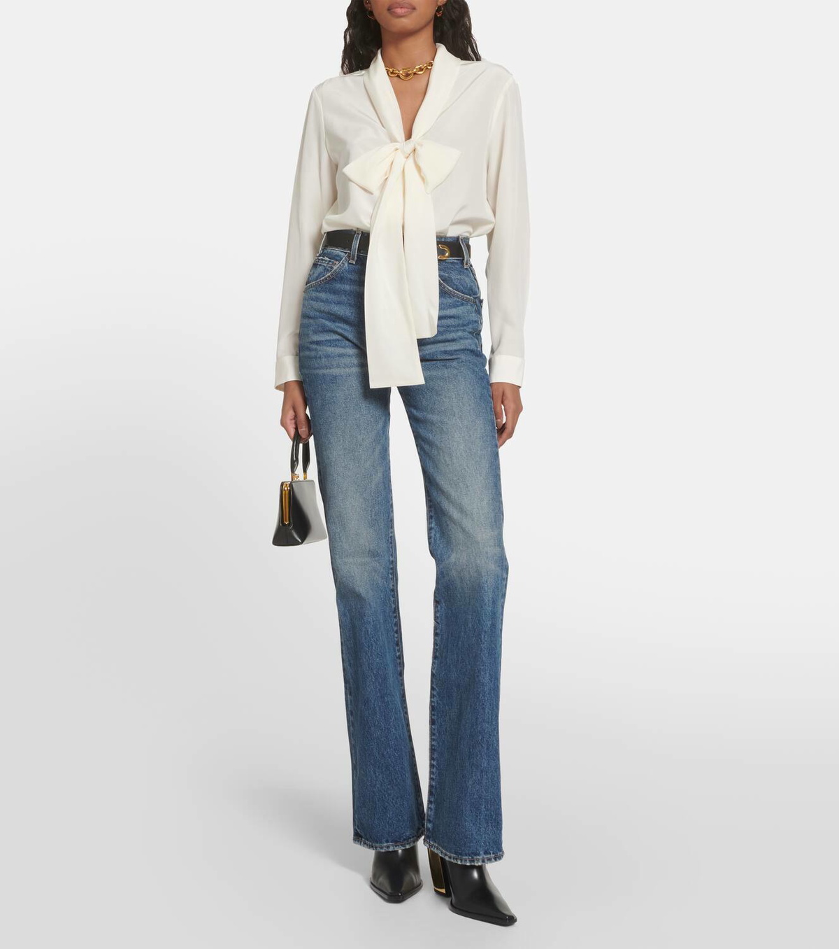 Nili Lotan Angelique silk tie-neck blouse