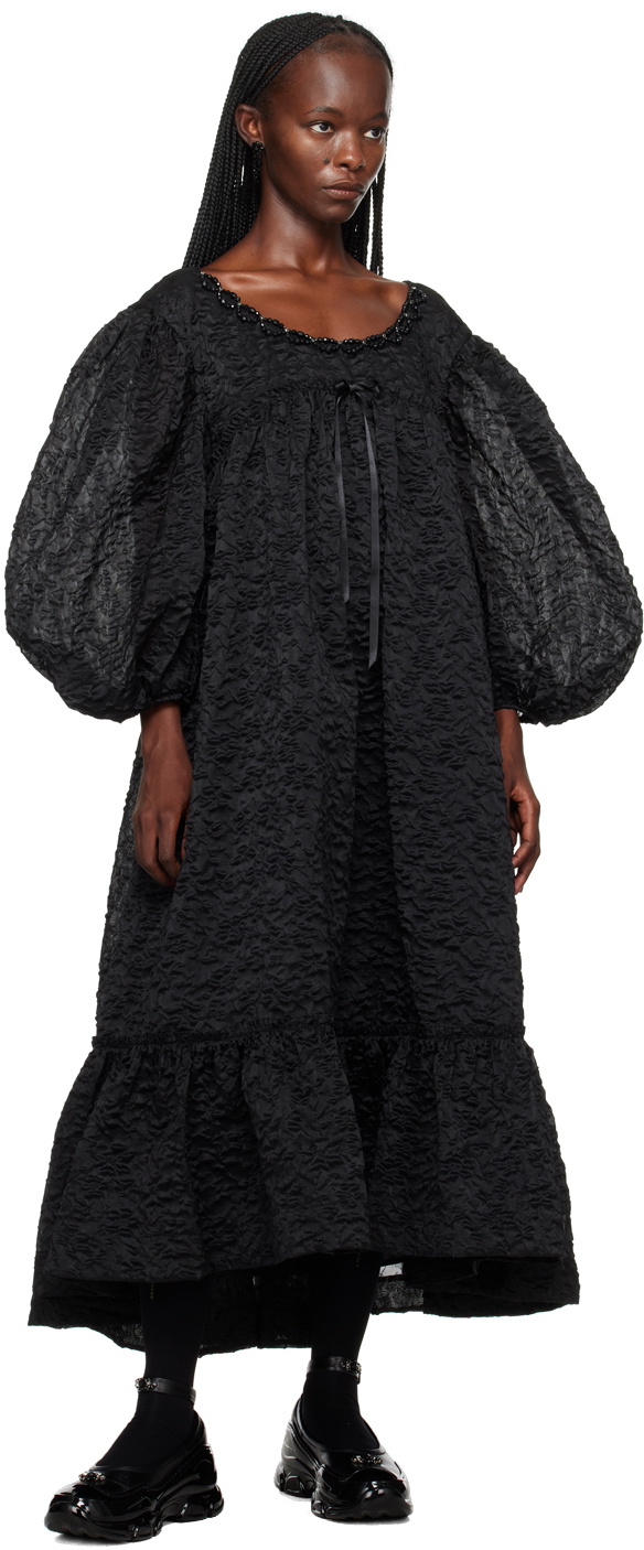 Solange Black Beaded Midi Dress