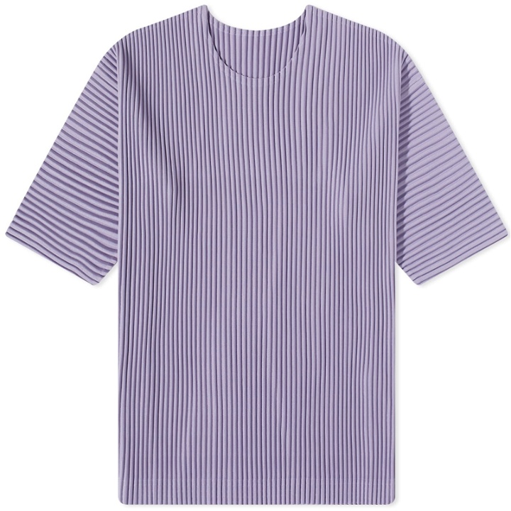 Photo: Homme Plissé Issey Miyake Men's Pleated Half Sleeve T-Shirt in Lavender Purple