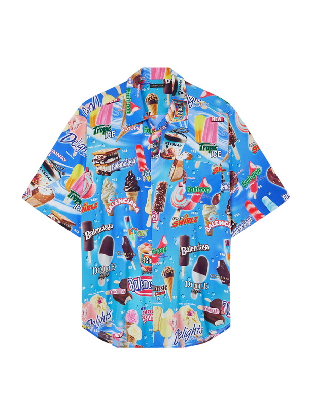Photo: Balenciaga - Sweet Treat Minimal Oversized Printed Poplin Shirt - Blue