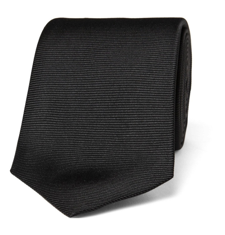 Photo: Turnbull & Asser - 8cm Ribbed Silk Tie - Black