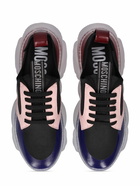 MOSCHINO - Teddy Faux Leather & Knit Sneakers