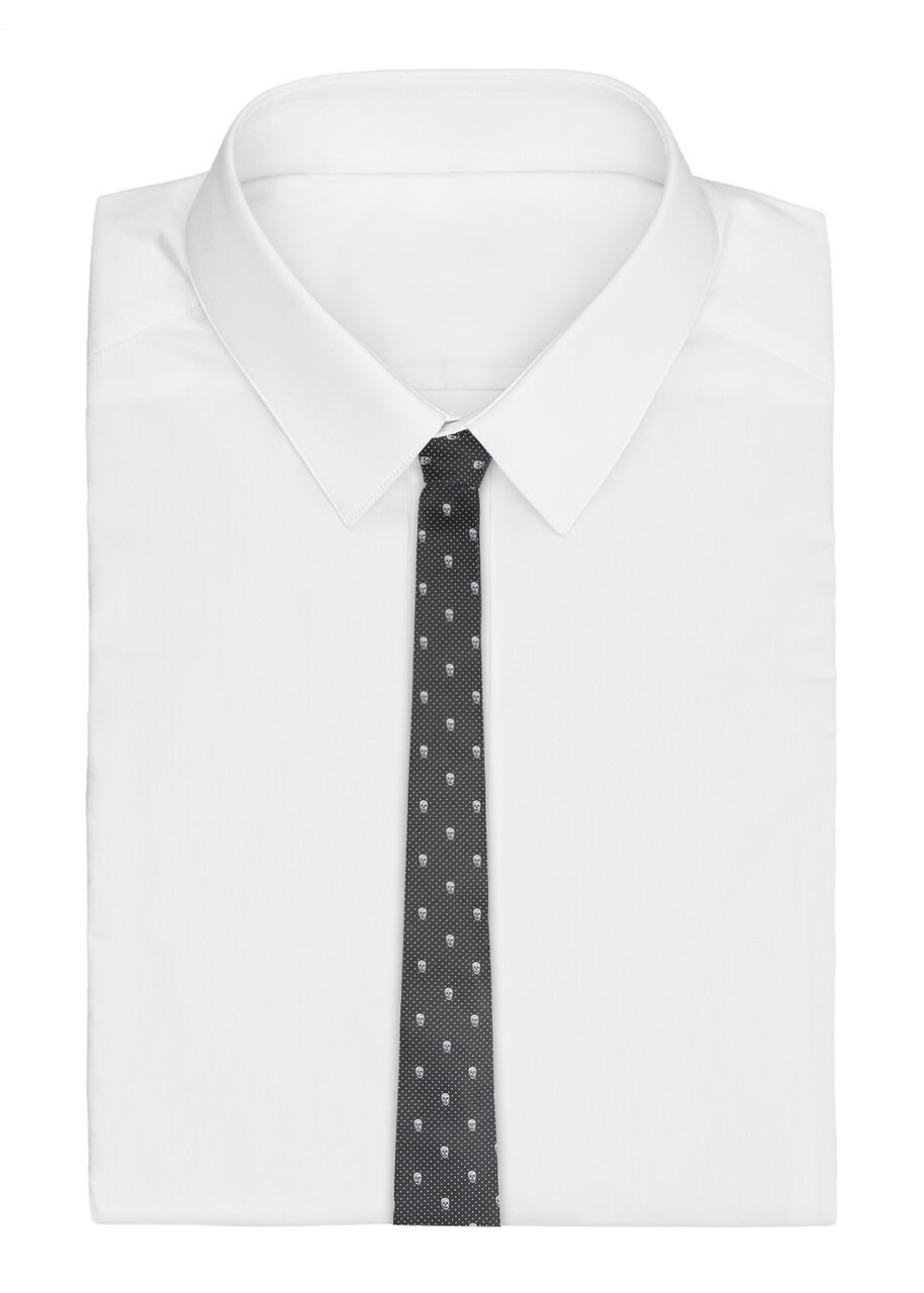 Alexander Mcqueen Skull and Polka-dot Jacquard Silk tie - Black - One Size