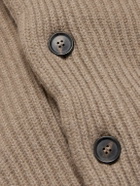 Kingsman - Shawl-Collar Ribbed Wool and Cashmere-Blend Cardigan - Neutrals