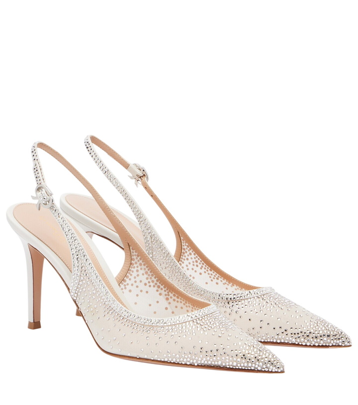Photo: Gianvito Rossi Regina embellished leather slingback pumps