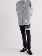 Thom Browne - Grosgrain-Trimmed Printed Cotton-Canvas Shirt Jacket - Gray