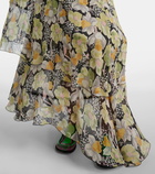 Loewe Floral asymmetric silk maxi dress