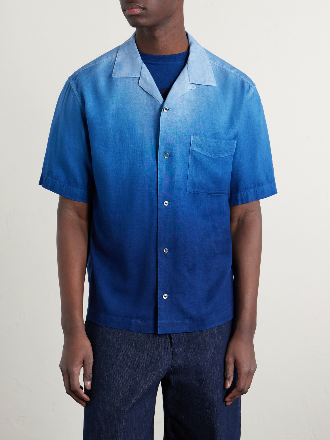 Blue Blue Japan - Camp-Collar Dégradé Woven Shirt - Blue