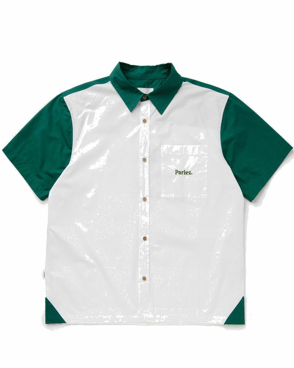 Photo: Parlez Jose Ss Shirt Deep Green Green/White - Mens - Shortsleeves