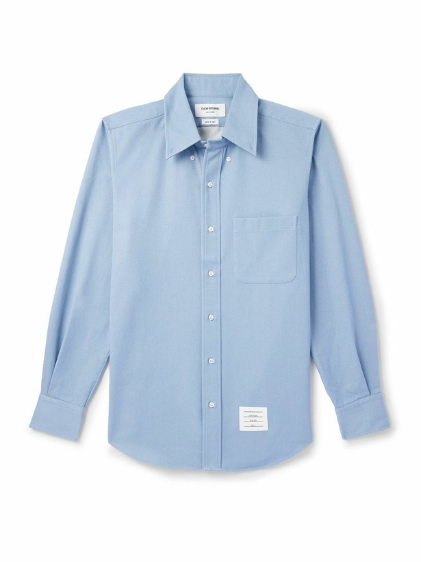 Photo: Thom Browne - Button Down-Collar Logo-Appliquéd Cotton-Twill Shirt - Blue