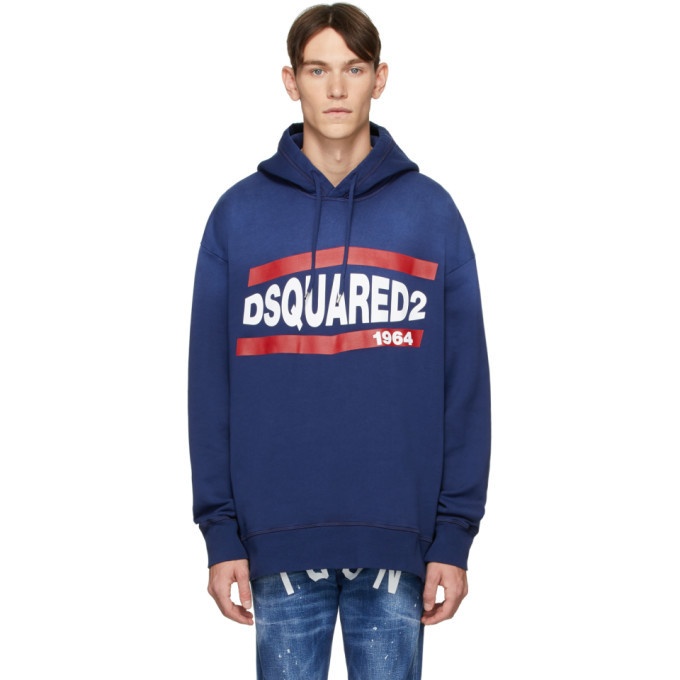 Photo: Dsquared2 Blue Vintage Slouch Fit Hoodie