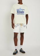 Rhude Logo Lightning-embroidered Satin Shorts White