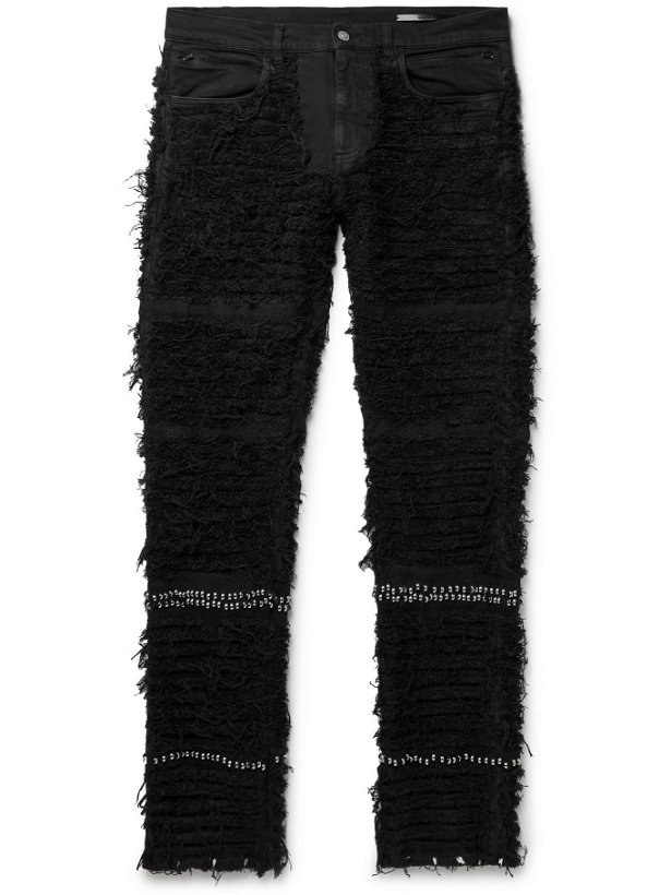 Photo: 1017 ALYX 9SM - Blackmeans Embellished Distressed Stretch-Denim Jeans - Black