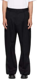 Khoki Black Tuck-Detail Trousers