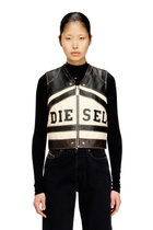 Diesel Leather vest with front logo and contrast stripes - Vests Womens in Multicolor