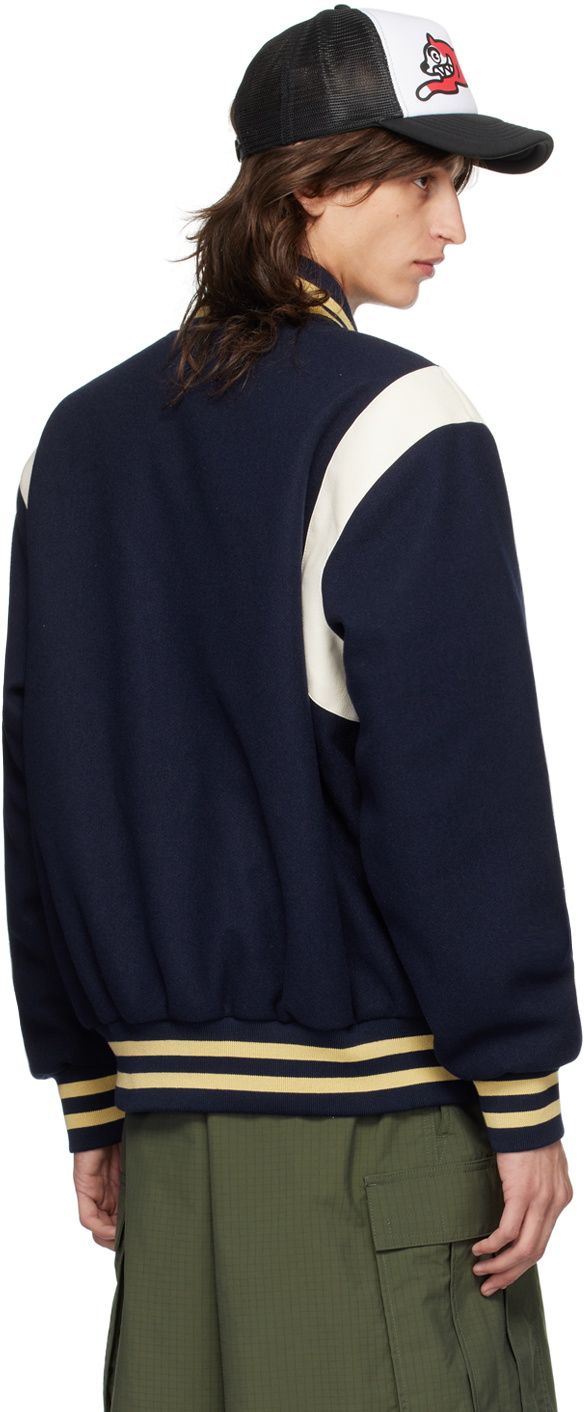 ICECREAM Navy Drippy Varsity Bomber Jacket