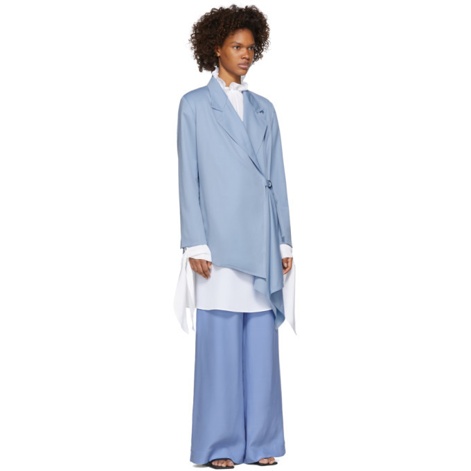 Pyer Moss Blue Oversized Wrap Napkin Blazer