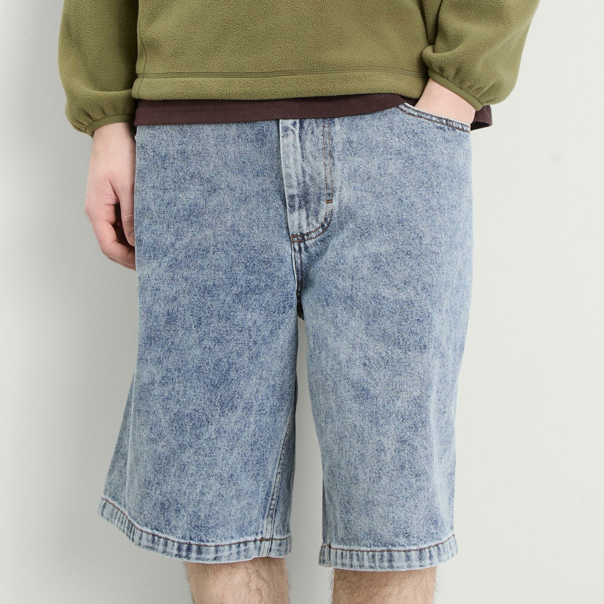 Polar Skate Co. Men's Big Boy Denim Shorts in Heavy Washed Blue