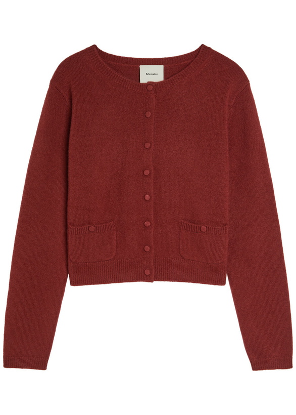 Photo: Reformation Clara Cashmere Cardigan Dark Red