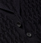 Incotex - Cable-Knit Linen and Cotton-Blend Cardigan - Midnight blue