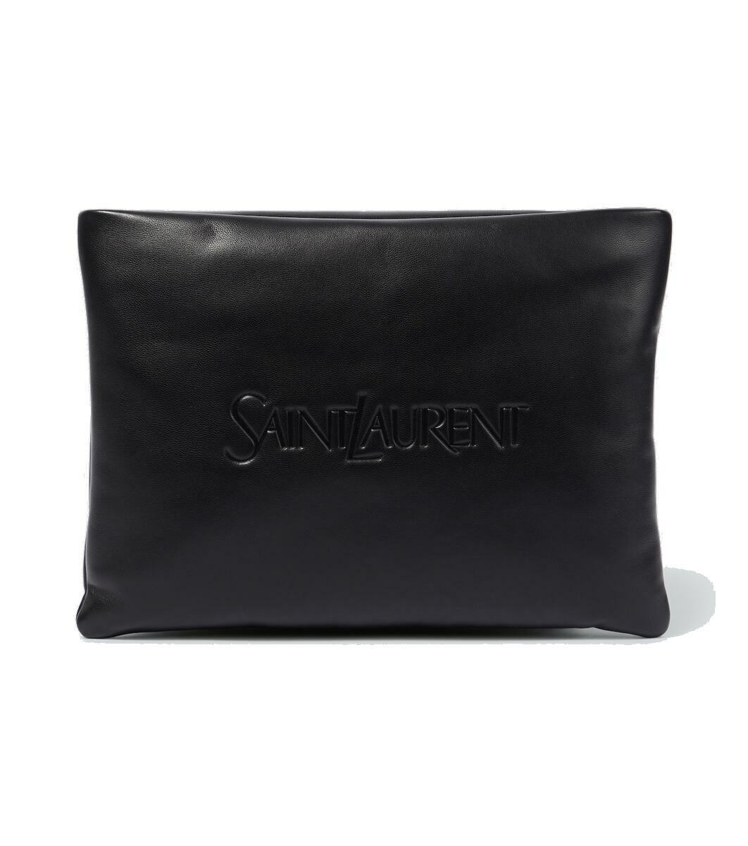 Photo: Saint Laurent Logo leather toiletry bag