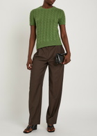 Vince Cable-knit Wool and Cashmere-blend T-shirt Light Green