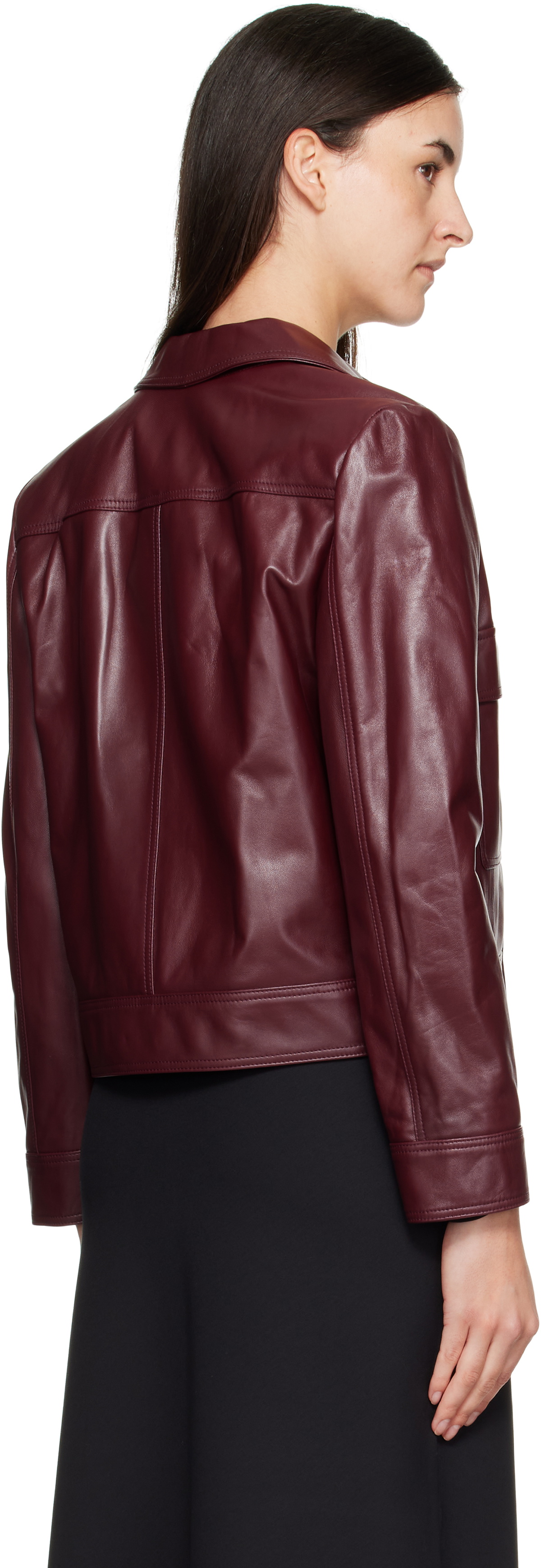 Max Mara Burgundy Nepet Leather Jacket