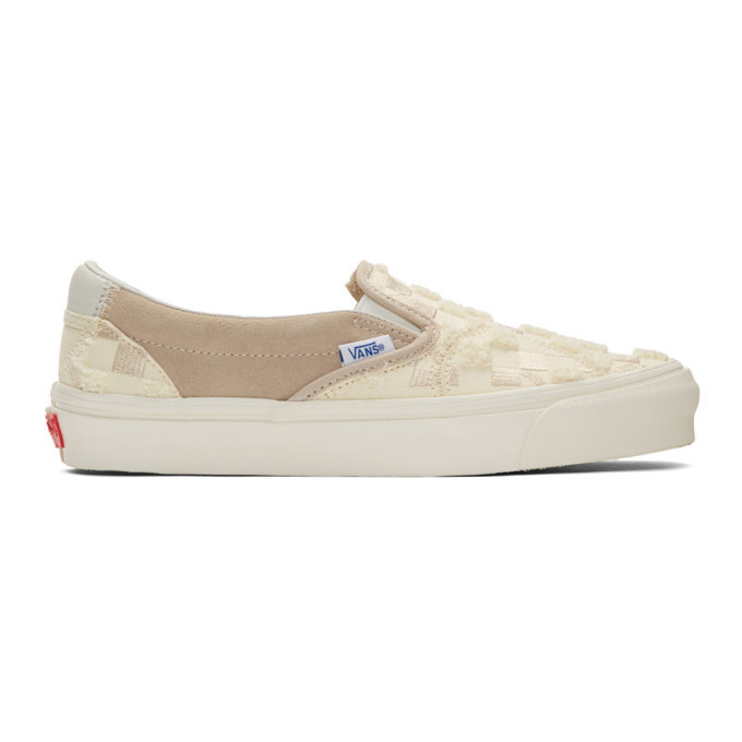 Photo: Vans Off-White and Tan Bricolage Classic Slip-On Sneakers