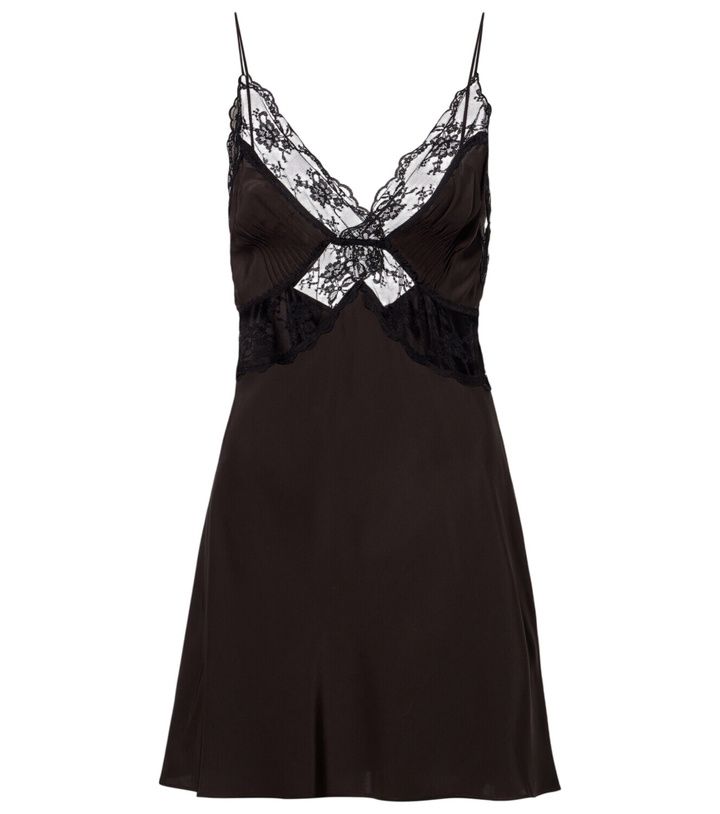 Photo: SIR Lace-trimmed silk minidress