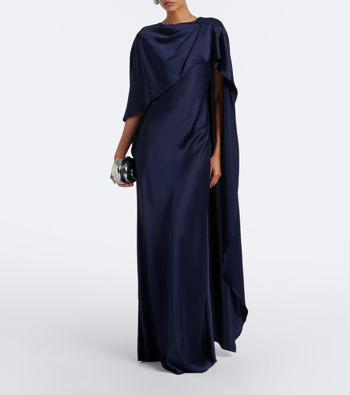 Simkhai Izel asymmetric caped satin gown