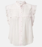 Marant Etoile Dersia embroidered ruffled cotton blouse