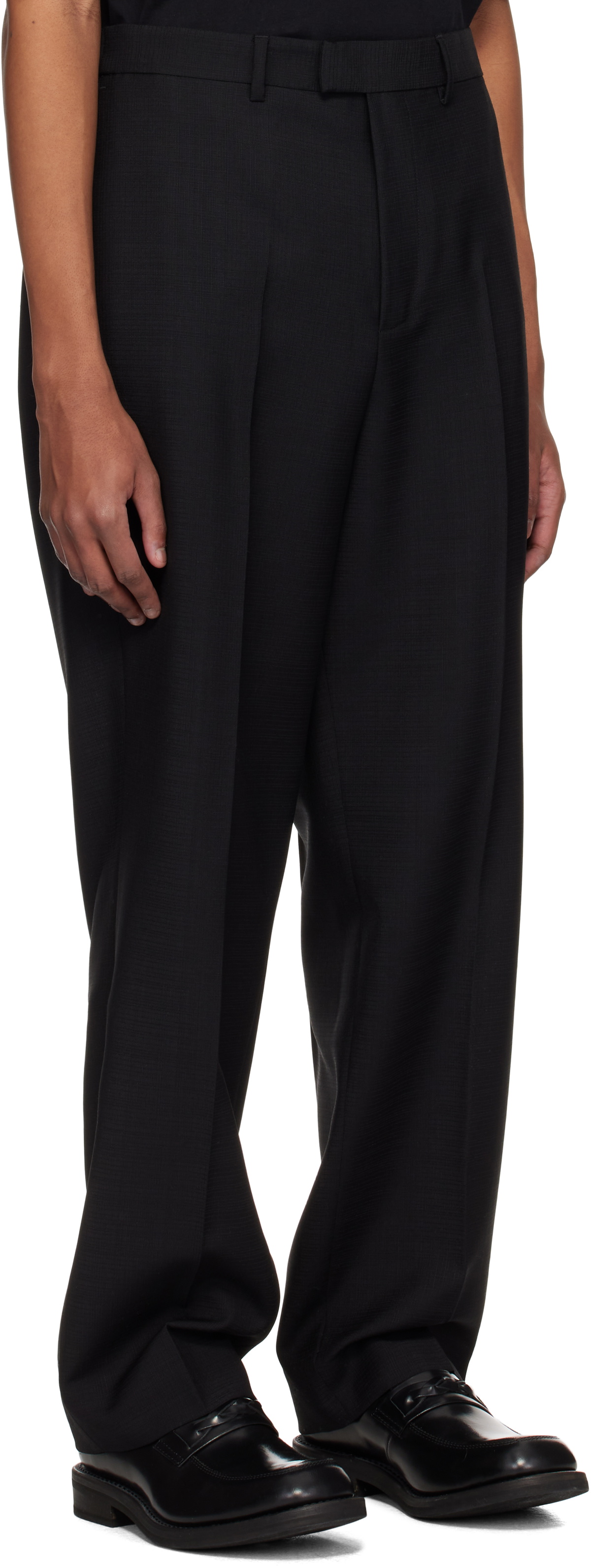 Róhe Black Straight Leg Half-Elasticated Trousers