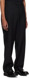 Róhe Black Straight Leg Half-Elasticated Trousers