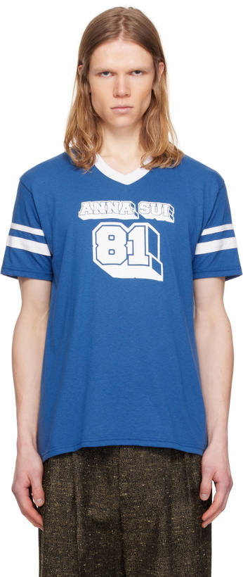 Photo: Anna Sui Blue & White 'Anna Sui' Logo T-shirt