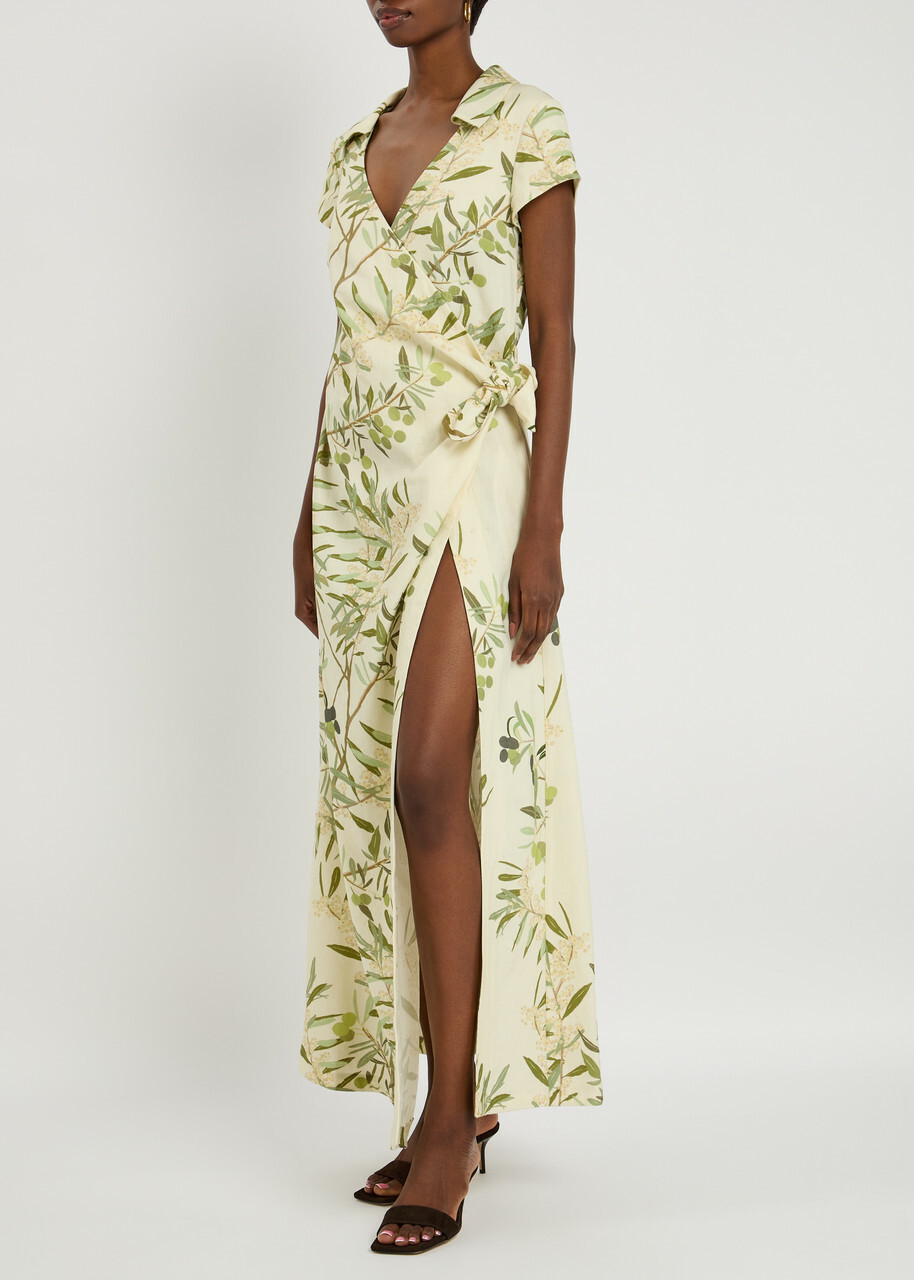 Bernadette Mara Printed Linen-blend Midi Wrap Dress Multi Print