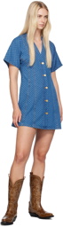 GANNI Blue Polka Dot Denim Minidress