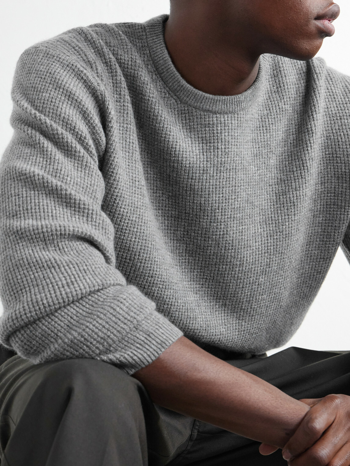 FRAME - Waffle-Knit Wool and Cashmere-Blend Sweater - Gray