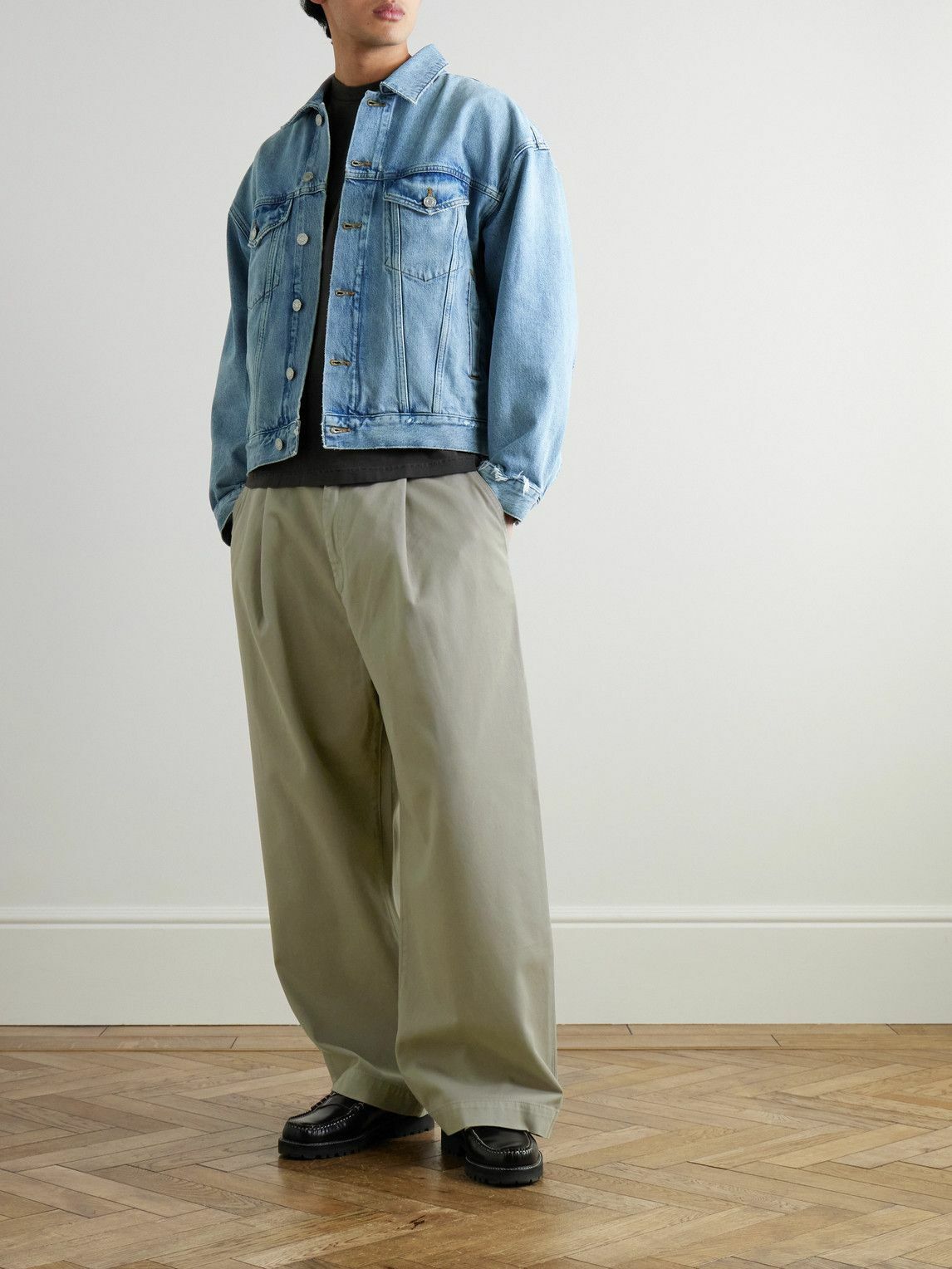 AGOLDE - Gaius Tapered Pleated Regenerative Cotton-Twill Chinos - Gray