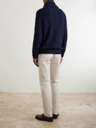 Brunello Cucinelli - Shawl-Collar Ribbed Cotton Cardigan - Blue