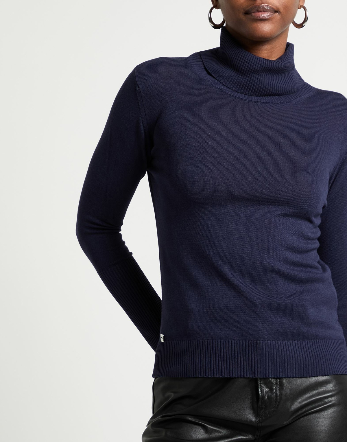 Manila Grace Womens Turtleneck Midnight in Blue