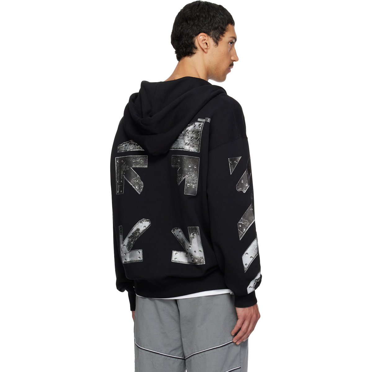 Off-White Black Metal Arrow Skate Zip Hoodie