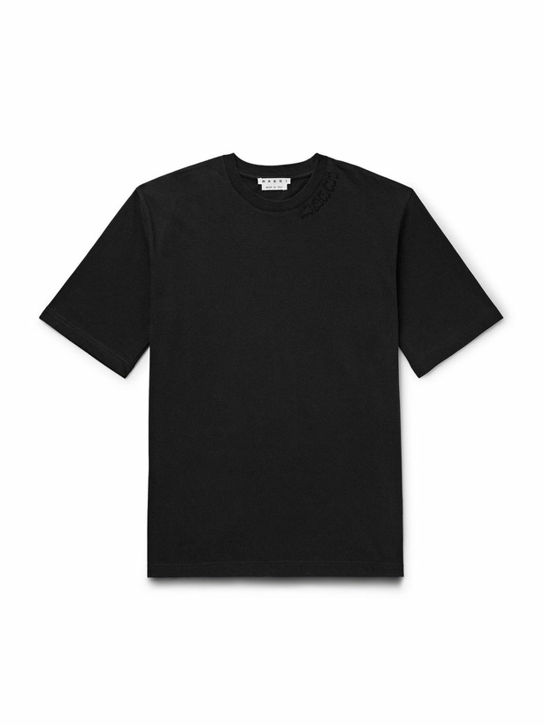Photo: Marni - Logo-Appliquéd Cotton-Jersey T-Shirt - Black