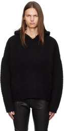 John Elliott Black Glitch Jacquard Poncho Hoodie
