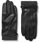 Dents - Henley Leather and Wool-Blend Tech Gloves - Black