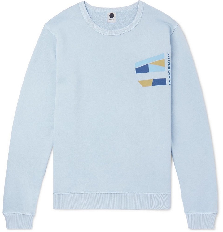 Photo: NN07 - Printed Loopback Cotton-Jersey Sweatshirt - Men - Blue