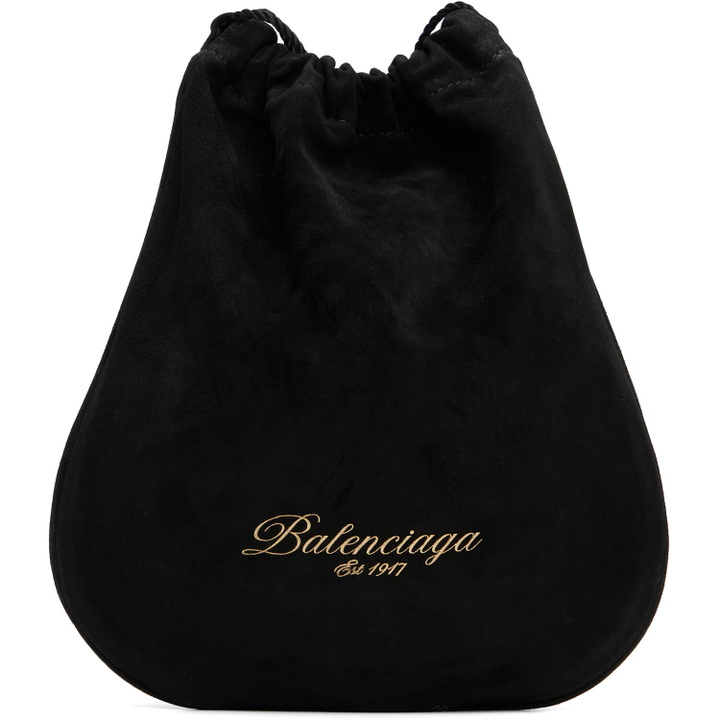 Photo: Balenciaga Black Drawstring Waxed Suede Pouch
