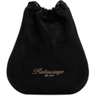 Balenciaga Black Drawstring Waxed Suede Pouch