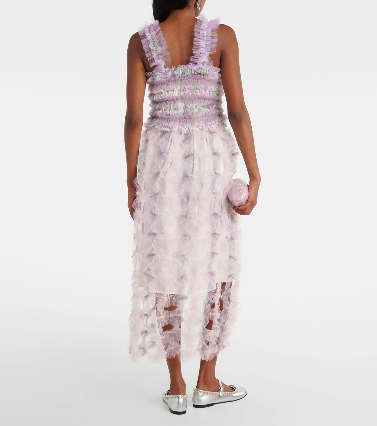 Susan Fang Fringed floral midi skirt
