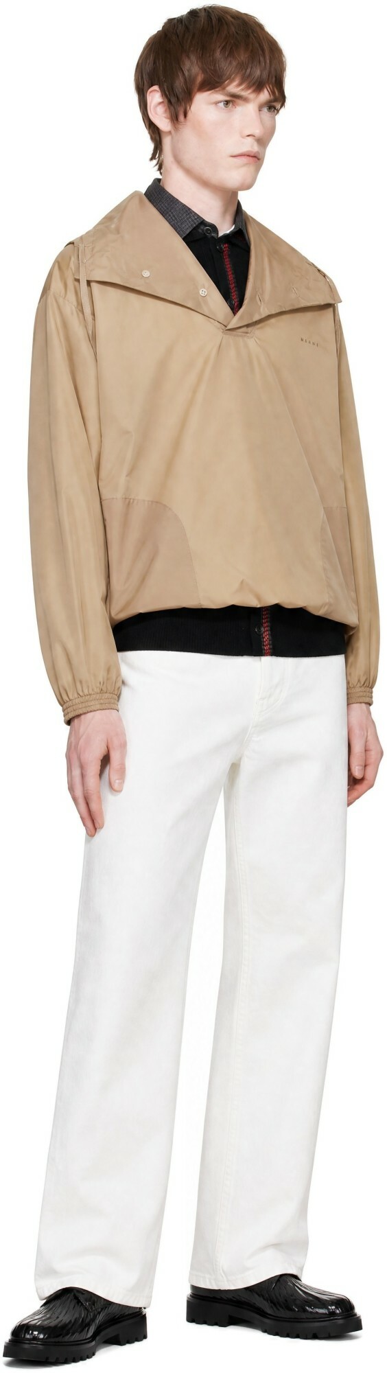 Marni Beige Nylon Funnel Neck Jacket