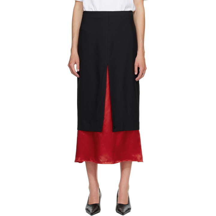 Photo: Róhe Black & Red Contrast Upside-Down Midi Skirt
